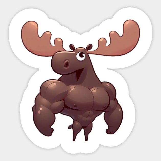 Cute Muscular Moose Illustration Sticker by Dmytro